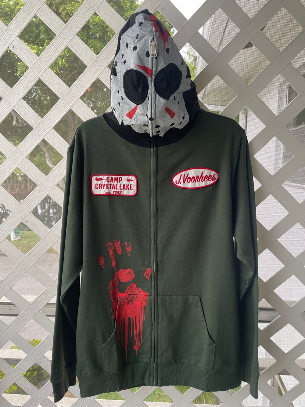 Bioworld Friday The 13th Jason Full Zip Front Green Size L Cosplay Hoodie - Picture 2 of 8